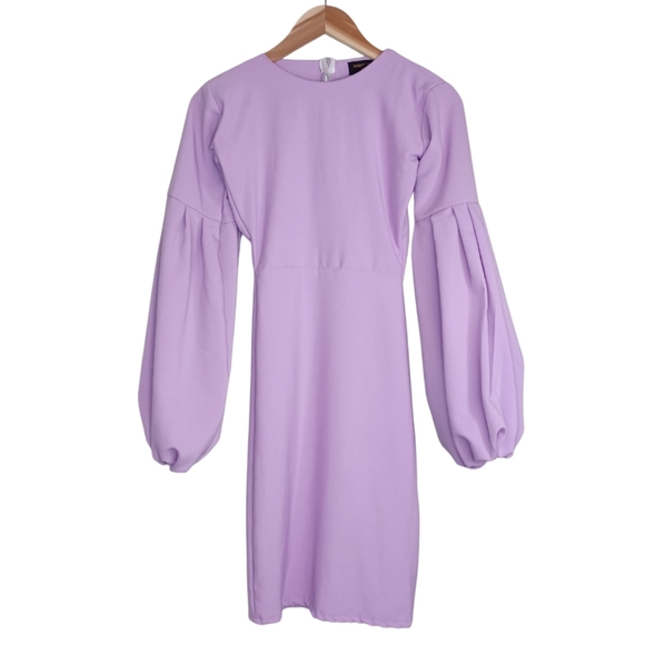 Mimmy Yeboah Elegant Lavender Puff Sleeve Mini Dress - Picture 1 of 12